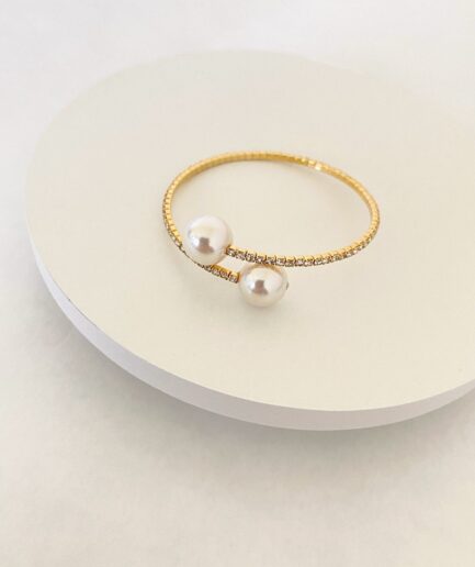 Bracelete pérola cravejado Zirconia