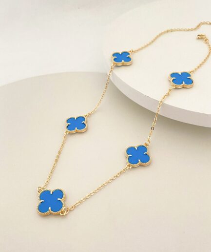 Choker 5 trevos azul 35 cm + 5 extensor