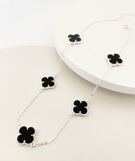 Choker 5 trevos preto 35 cm + 5 extensor