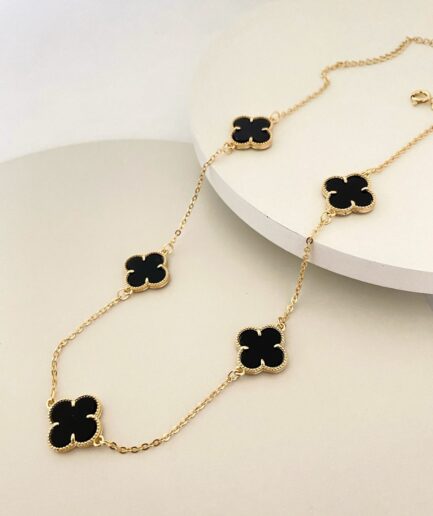 Choker 5 trevos preto 35 cm + 5 extensor