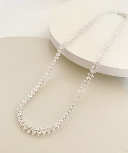 Choker riviera navete 40 cm banhada a prata