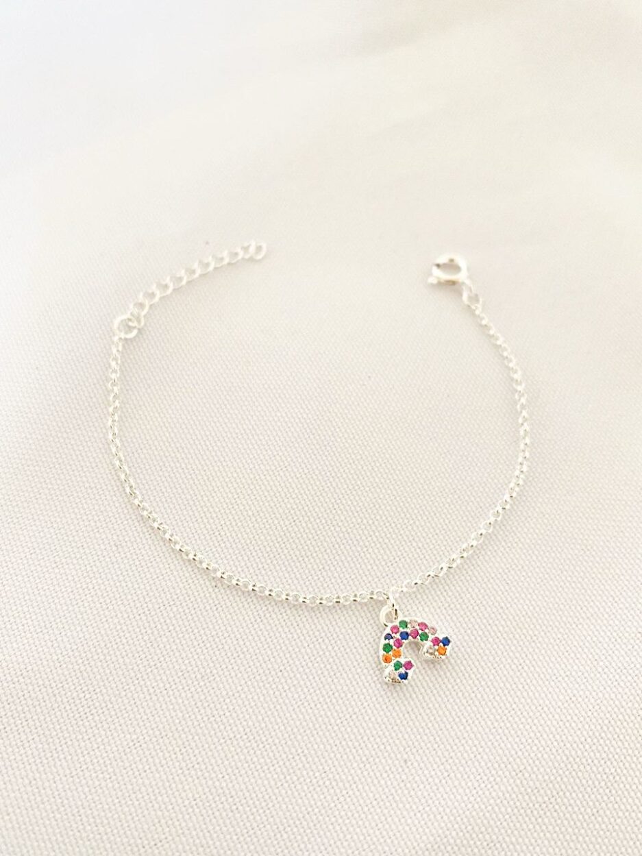 Pulseira infantil corrente elo português com pingente carro
